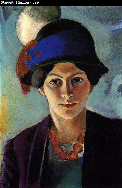 August Macke Portrait of the artist's wife with a hat